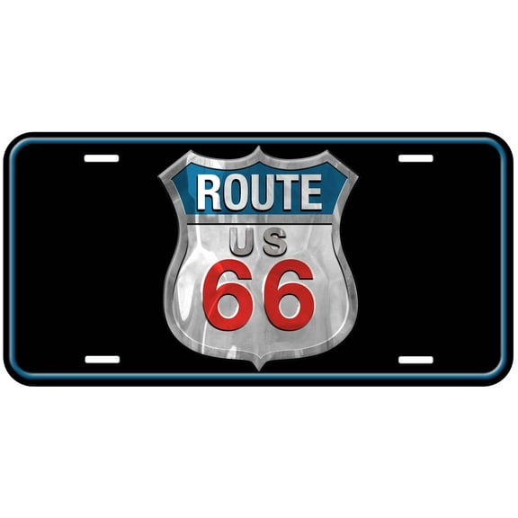 Route 66 Black Novelty Car Auto License Plate