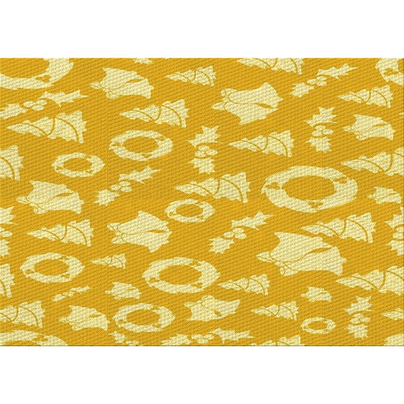 Ahgly Company Machine Washable Indoor Rectangle Transitional Bold Yellow Area Rugs, 7' x 10'