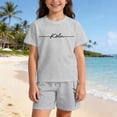 thumbnail image 2 of XIYON Girls Clothing Sets Casual Unisex Letter Print Top And Shorts For Kids Cozy Loose Fit Outfit Everyday Wear Street Style For Boys Girls Comfortable Kids Clothing, 2 of 7