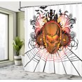 thumbnail image 5 of Ambesonne Halloween Shower Curtain, Skull Monster Castle Art, 69"Wx84"L, Orange and Black, 5 of 5