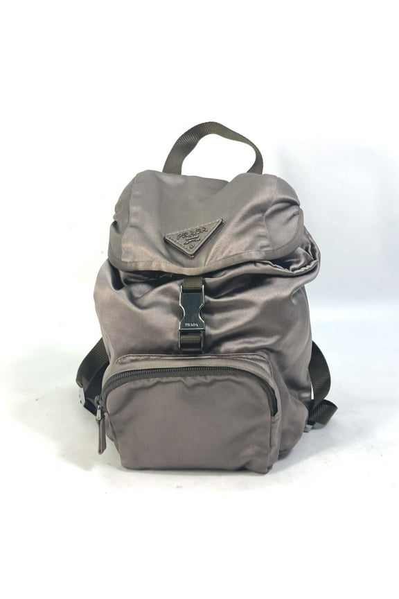 Pre-Owned PRADA Logo Plate backpack bag Backpack BrownBased (Good)