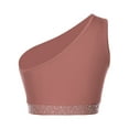 thumbnail image 2 of Eandarui Women Shiny Lyrical Dance Top One Shoulder Crop Top Lady Modern Contemporary Dancewear Dusty Pink XL, 2 of 6