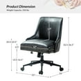 thumbnail image 7 of Vegan Leather Task Chair Swivel Home Office Chair Height Adjustable Mid-back Upholstered Nailhead Trim Bedroom Black, 7 of 7