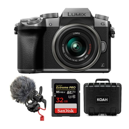 Panasonic LUMIX G7 Camera with 14-42mm Lens (Silver) and Accessory Bundle