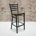 thumbnail image 3 of Flash Furniture 2 Pack HERCULES Series Black Ladder Back Metal Restaurant Barstool - Mahogany Wood Seat, 3 of 13