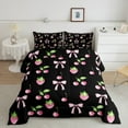 thumbnail image 2 of Manfei Chic Bowknot Bow Comforter Sets Twin Size,Cute Strawberry Comforters & Duvets,Pink Black Bowtie Bedding Twin Comforter Set For Girls,Lightweight Bedroom Decorative Reversible,2-Piece, 2 of 7