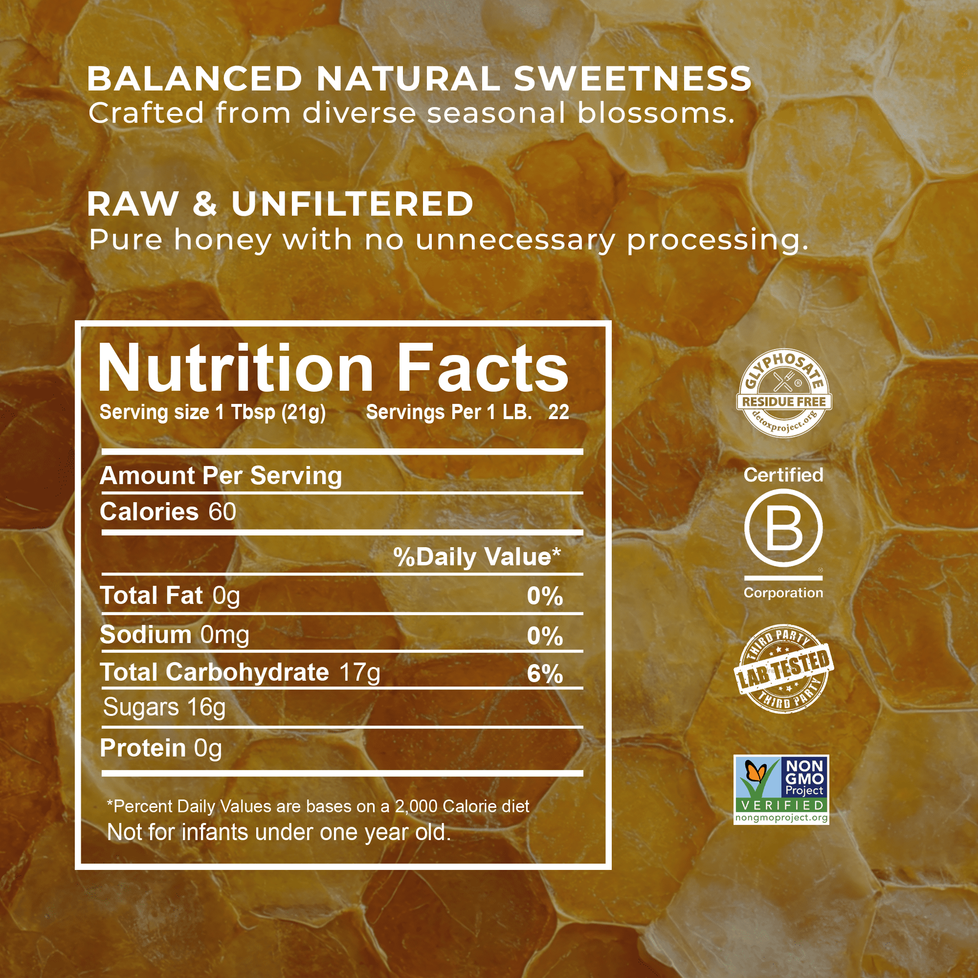 6 Packs of Wildflower Honey - 100% Natural Honey (12 Oz Each)