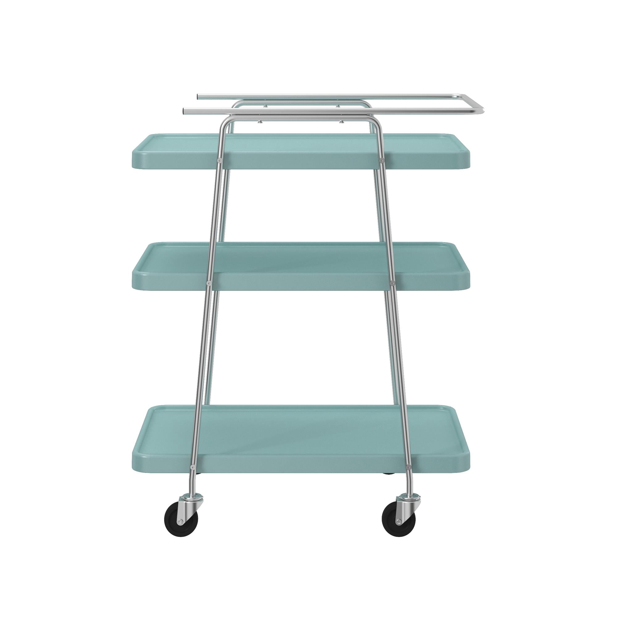 COSCO Stylaire 3 Tier Serving Cart, Teal & Silver