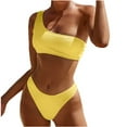 thumbnail image 2 of One Shoulder Swimsuits for Women,Textured Stretch Fit Bikini Sets,Seamless Bras and Cheeky Briefs, 2 of 6