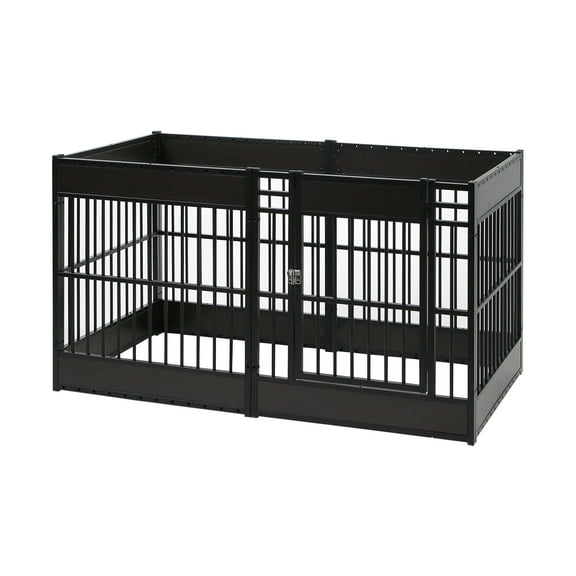 RYPetmia Dog Playpen, 6 Panels Dog Pen 32" Height Dog Fence Exercise Pen with Doors for Medium/Small Dogs, Pet Puppy Playpen for RV, Camping, Yard Black
