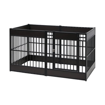 RYPetmia Dog Playpen, 6 Panels Dog Pen 32" Height Dog Fence Exercise Pen with Doors for Medium/Small Dogs, Pet Puppy Playpen for RV, Camping, Yard Black
