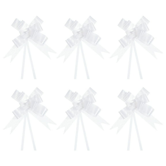 Uxcell 8" Pull Bows Gift Wrapping Pull Bow Rose Pattern Baskets Present Bows Knot Ribbon White 100 Pcs