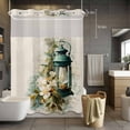 thumbnail image 5 of No Hook Shower Curtains with Snap-in Liner Set, Vintage Oil Light Waterproof Hotel Style Bathroom Shower Curtain, Spring Flowers Leaves Candles Retro Breathable Mesh Top Bath Curtains 60''x72'', 5 of 9