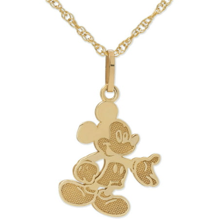 Disney 10kt Yellow Gold Full Body Mickey Mouse Pendant with Gold-Filled Chain