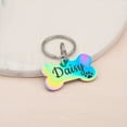 thumbnail image 3 of Dog Tags for Dogs Personalized - Custom Stainless Steel Bone Shaped Dog Tag - Dog Name Tag with Funny Paw Icon Design [Iridescent, S, Only Front Engraving], 3 of 11