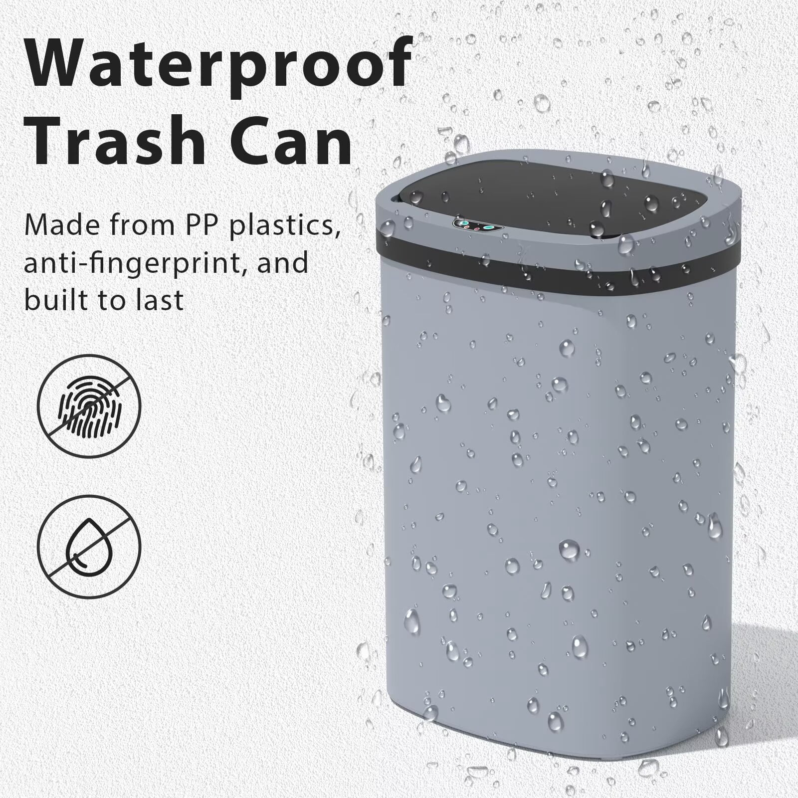 CL.HPAHKL Kitchen Trash Can 13 Gallon, Touchless Automatic Garbage Can with Lid, Motion Sensor Trashcan for Kitchen Bathroom Office, Gray