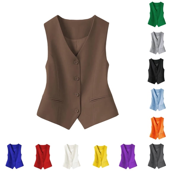 Women's Slim Fit Sleeveless Vest Cardigan Crop Top, Layering Knitwear Solid Color Summer Autumn Outerwear