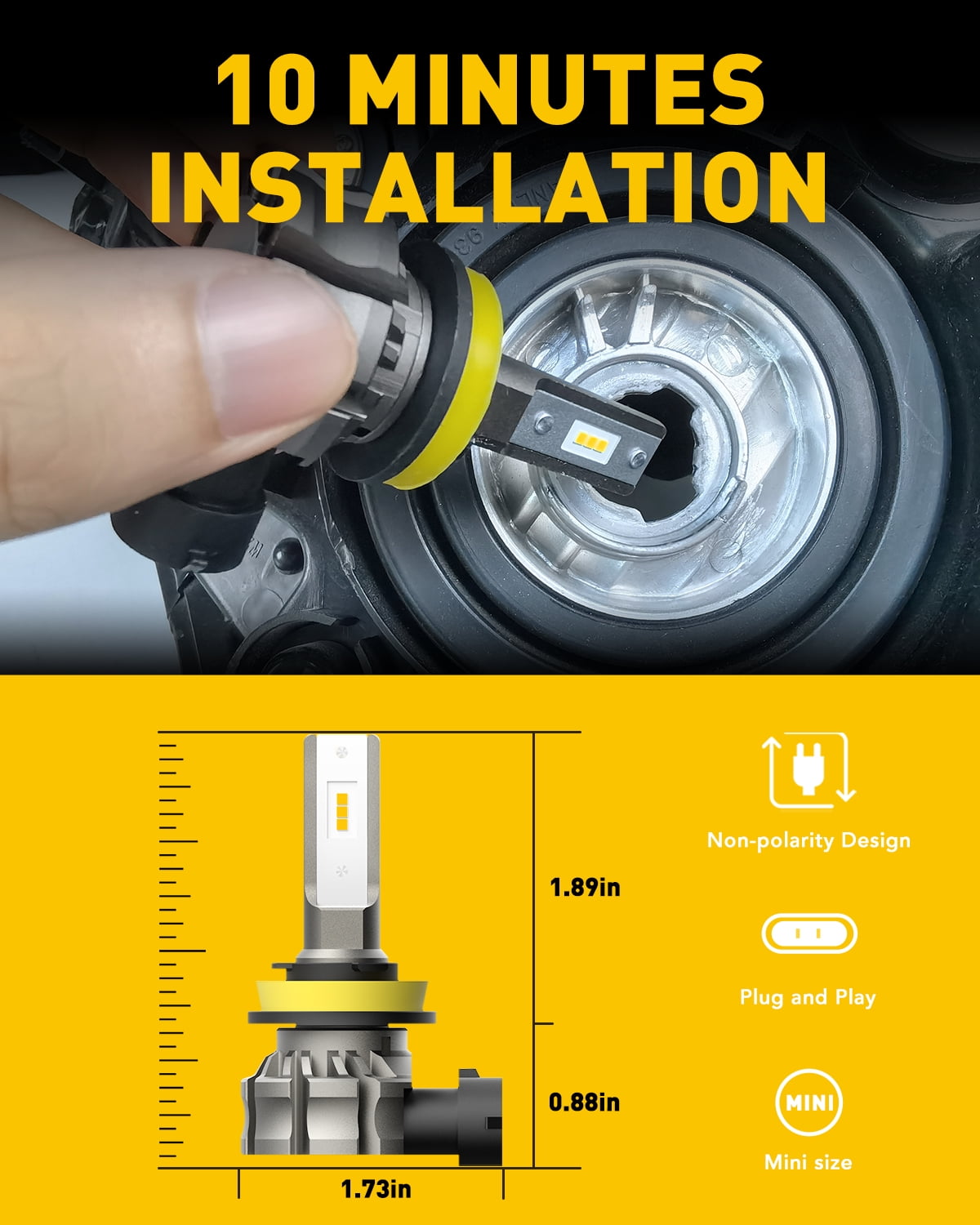 AUXITO H11/H8/H16 LED Fog Bulbs, 6000 Lumens, 3000K Amber