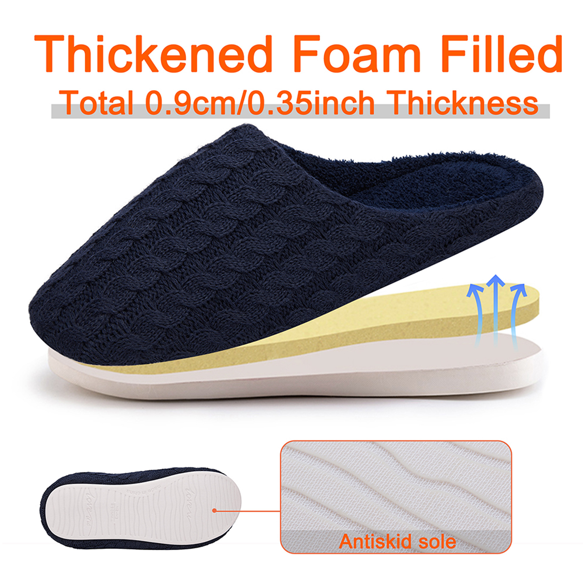 DODOING Women's Memory Foam Insole Breathable Cotton Upper Slippers with Cozy Short Plush Lining - image 4 of 8