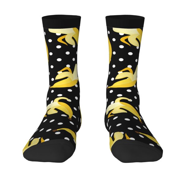 Uemuo Banana Pattern Women's Crew Socks, Soft Durable Breathable Moisture-Wicking with Odor Control Cotton socks