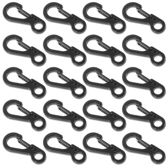 ibasenice 20Set Carabiner for Key Ring Zinc Alloy Black Durability for Keychains and Bracelets