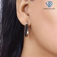 thumbnail image 2 of Black Diamond Earrings Women – 1-Carat Black Diamonds Sterling Silver (.925) or 14K Gold-Plated Silver Earrings – Small Hoop Earrings Diamond Hoops, 2 of 5