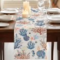 thumbnail image 3 of Table Runners 90 Inches Long Dress Scarves, Blue Coastal Farmhouse Coffee/Dining/Kitchen Table Runner for Living Room, Summer Beach Coral Shell Starfish Vintage 13x90 Inch, 3 of 9