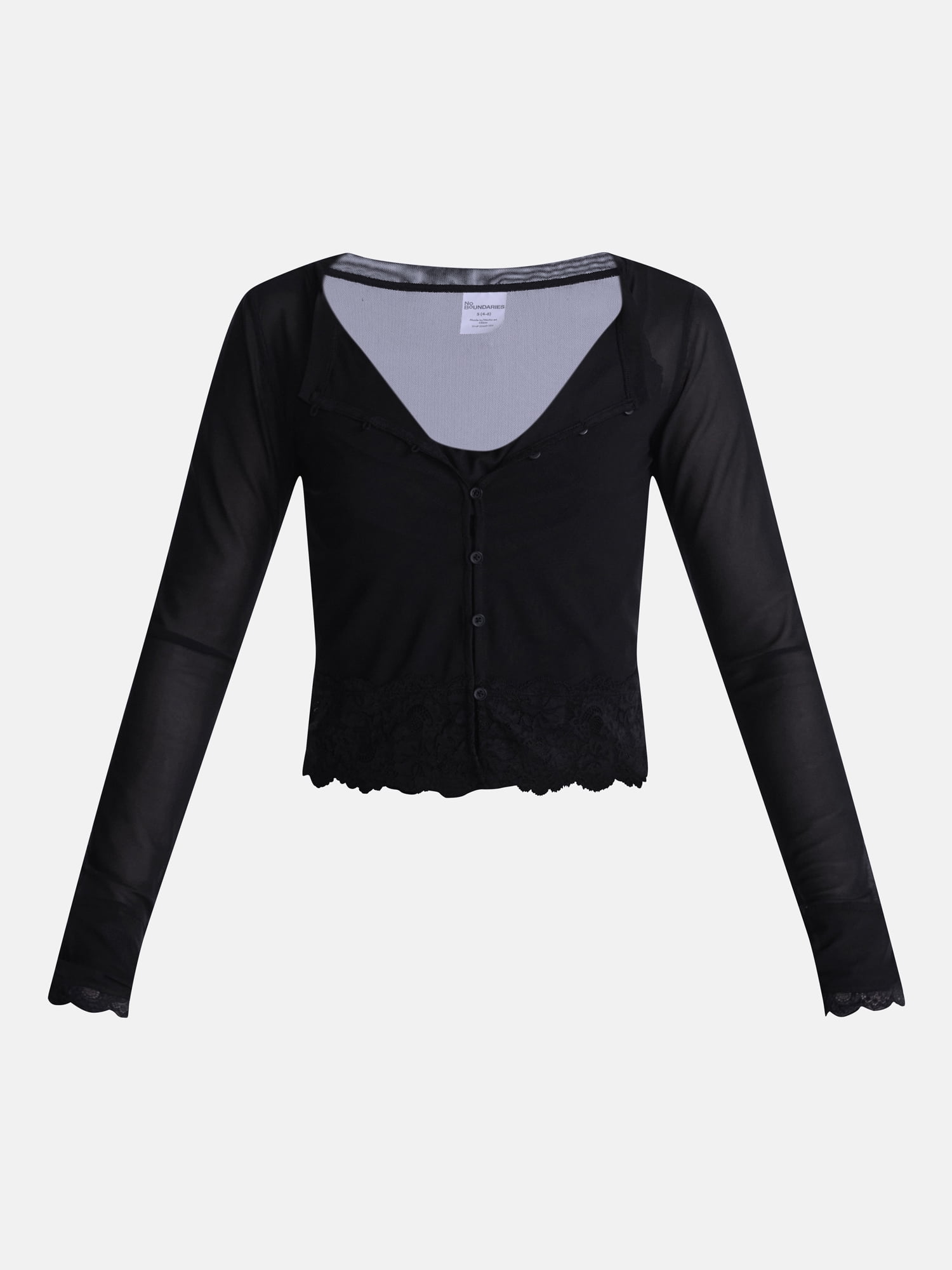 No Boundaries Cowl Neck Tank Top and Cardigan Set with Lace Trim, 2 Piece, Women’s XXS-XXL