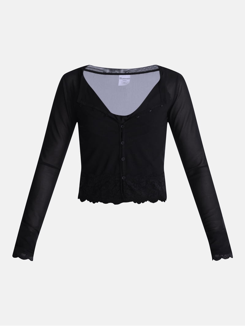 No Boundaries Cowl Neck Tank Top and Cardigan Set with Lace Trim