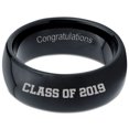 thumbnail image 2 of Tungsten Congrats Grad Class Of 2019 Engraved Band Ring 8mm Men Women Comfort Fit Black Dome Polished, 2 of 4