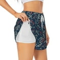 thumbnail image 2 of Bixox Women's Leaves Snowflakes pattern 2 in 1 Running Shorts - Lightweight Athletic Workout Gym Yoga Shorts Liner with Pockets - X-Large, 2 of 7