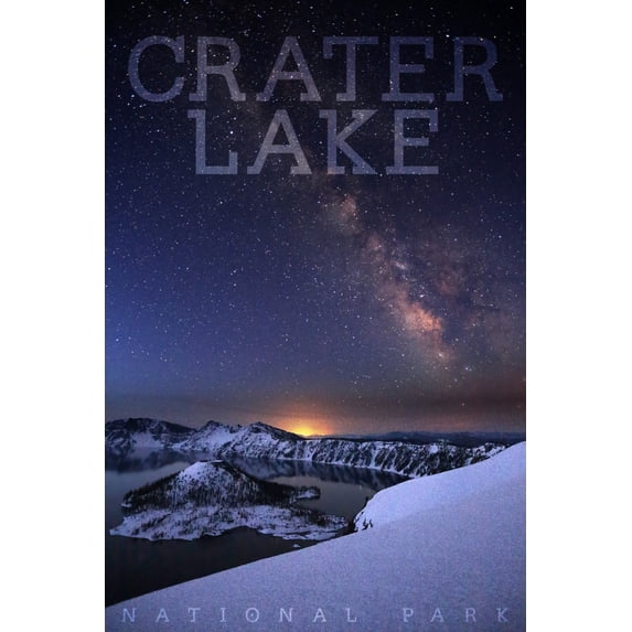 Crater Lake National Park, Oregon, Milky Way (36x54 Giclee Gallery Art Print, Vivid Textured Wall Decor)
