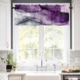 thumbnail image 5 of Marble Grey Purple Valances for Windows Gradient Gold Marbling Modern Art Rod Pocket Curtain Valance Window Treatment Short Curtains for Kitchen Living Room, 42"x18", 5 of 5