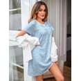 thumbnail image 3 of Ekouaer Women Nightgowns Short Sleeve Sleepwear Soft Pajama Dress Sleep Shirt Nightshirt, 3 of 5