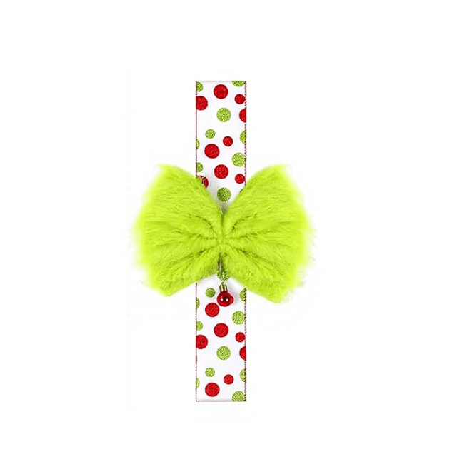 Colorful Christmas Polka Dot Long Plush Bow Ribbon, Cloth Material For Cabinet Tree Decoration, Festive Holiday Decor For Home Party