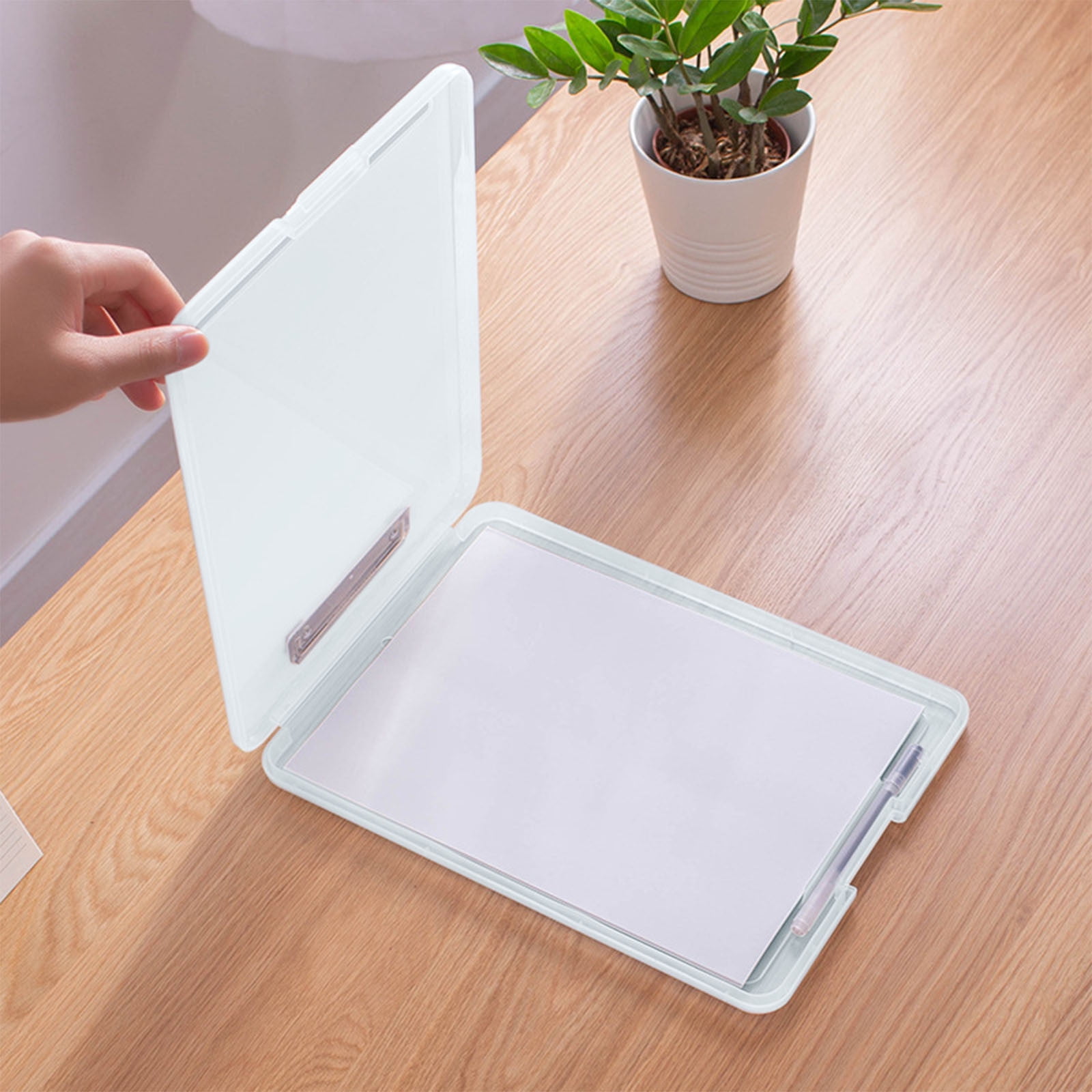 Byujiro A4 Plastic Clipboard Storage Box File Organizer Case with Built-in Clip, Waterproof Document Holder for Office, School, Home & Travel Paper Storage