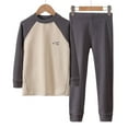 thumbnail image 3 of Ugoldhm Toddlers Kids Thermal 2 Piece Set Raglan Color Block Top Loose Pant Comfy Fall Winter Underwear, 3 of 6
