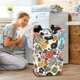 thumbnail image 5 of Yayeee Freestanding Laundry Hamper with Handle Collapsible Large Storage Basket for Clothes, Black Flowers Pattern, 5 of 7