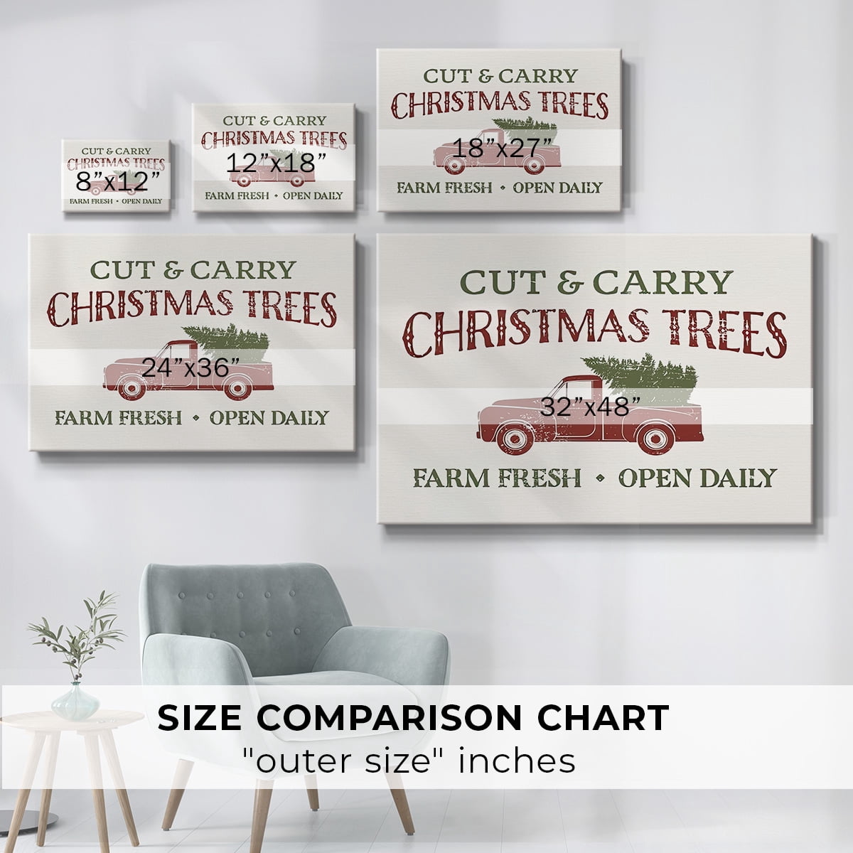 Christmas Farm Sign II- Gallery Wrapped Canvas