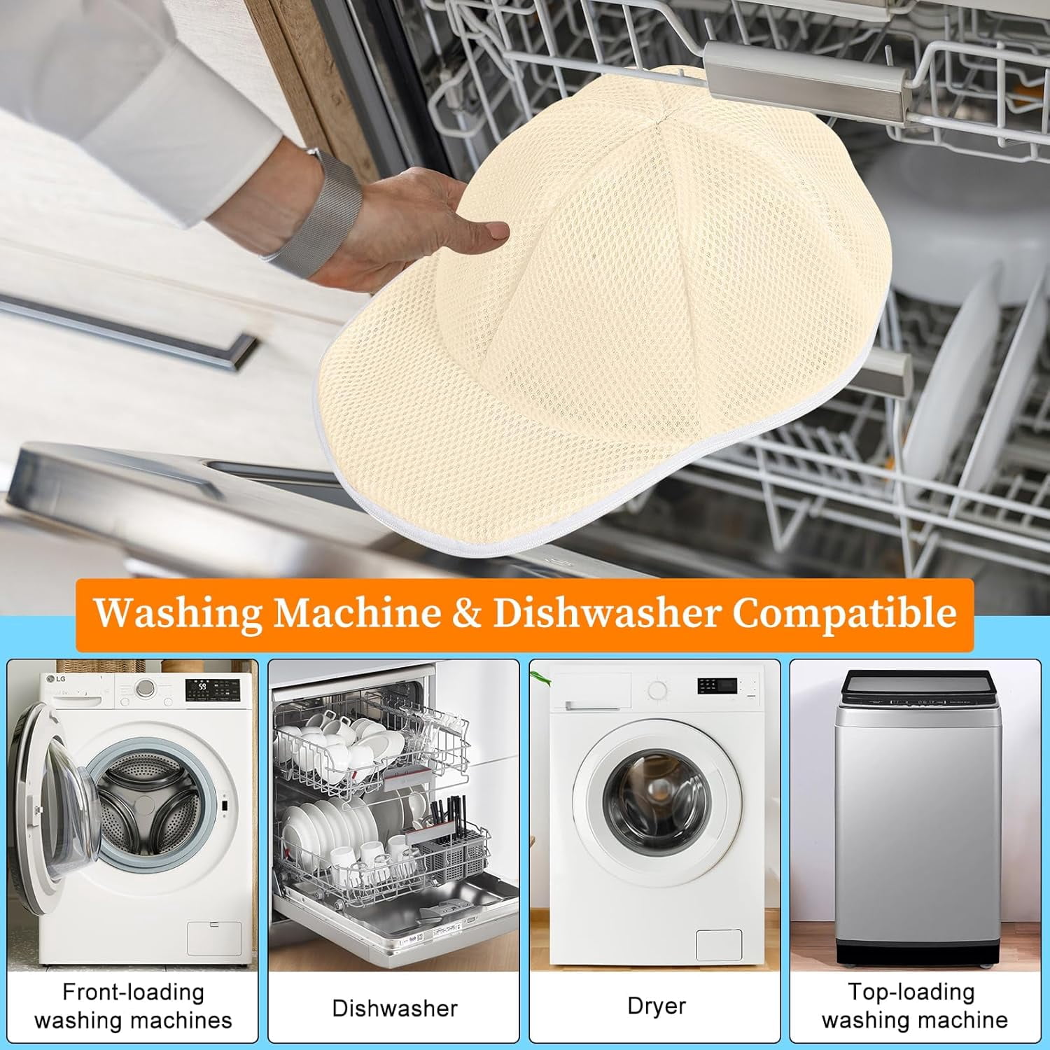 Hat Washer for Washing Machine and Dishwasher Hats Cleaner for Baseball Caps Hat Washing Cage Cap Washer Hat Holder