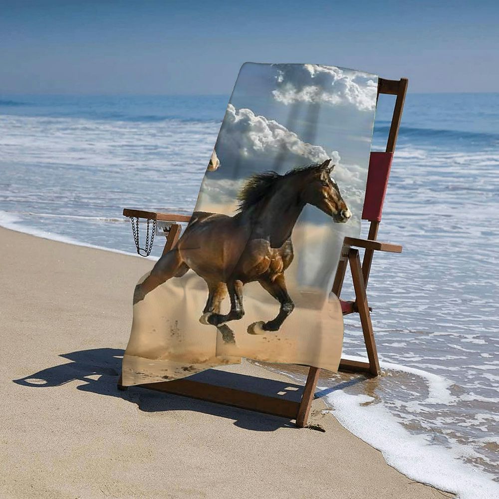 PHYHOO Horse Beach Towel, Animal Large Oversized Beach Towel Lightweight Quick Dry Soft Absorbent Bath Towel, Sand Free Towel for Swimming Travel Sports 30x60in