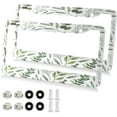thumbnail image 2 of Coolnut Green Leaves License Plate Frame 2 Pack 2 Holes Car Aluminum License Plate Holder Automotive Parts Decoration Universal with Screw Caps Cover, 2 of 7