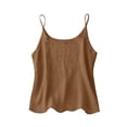 thumbnail image 4 of Cotton Linen Tank Tops for Women 2026 Summer Sleeveless Spaghetti Strap Tees Casual Loose Soild Color Tunic Shirts Brown M, 4 of 6