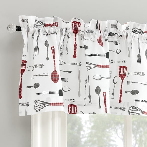 No. 918 Whisked Away Cotton Blend Semi-Sheer Rod Pocket Kitchen Curtain Valance, 54"W x 14"L
