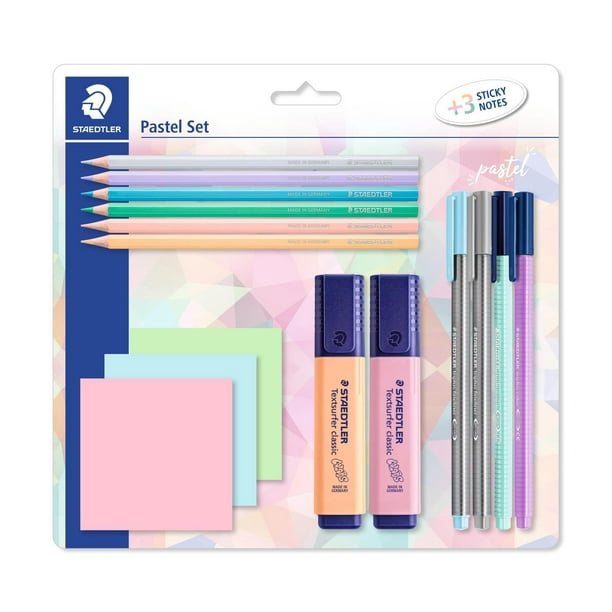 STAEDTLER - Juego de Papelería Mixta Pastel, Lápices para Colorear, Delineadores Finos, Puntas de Fi