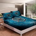 thumbnail image 2 of Nautical Rudder Fitted Sheet,Navigation Ocean Adventure Theme Psychedelic Soft Decorative Fabric Bedding Spider Web Mystic Trippy Teal Black Pocket Twin Size with 1 Pillowcase, 2 of 6