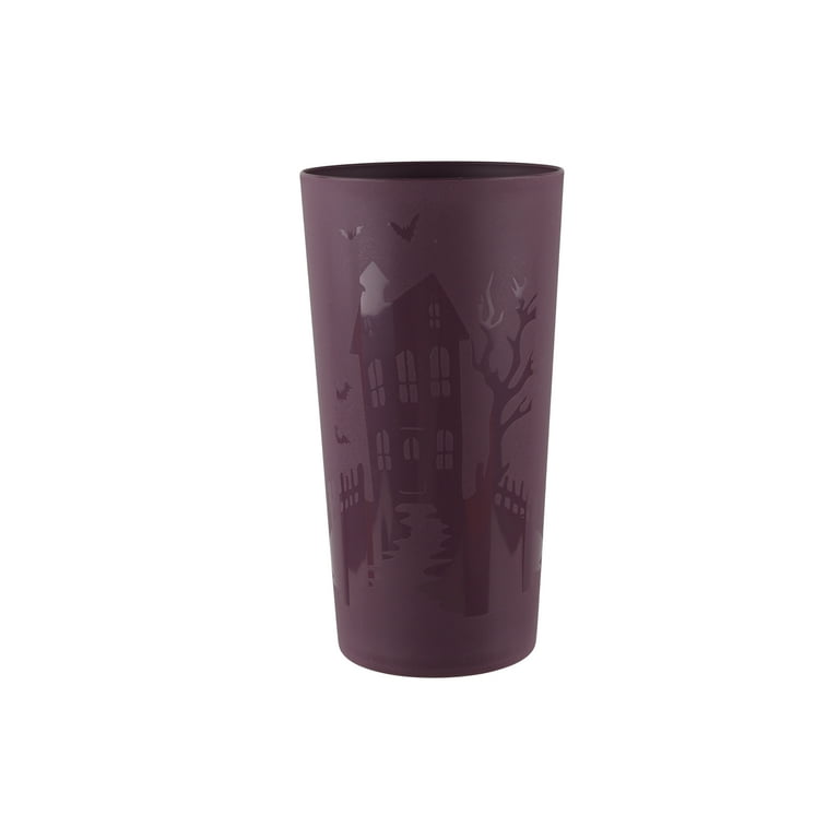 Mainstays 30-Piece Plastic Etched Haunted House Dinnerware Set, Purple