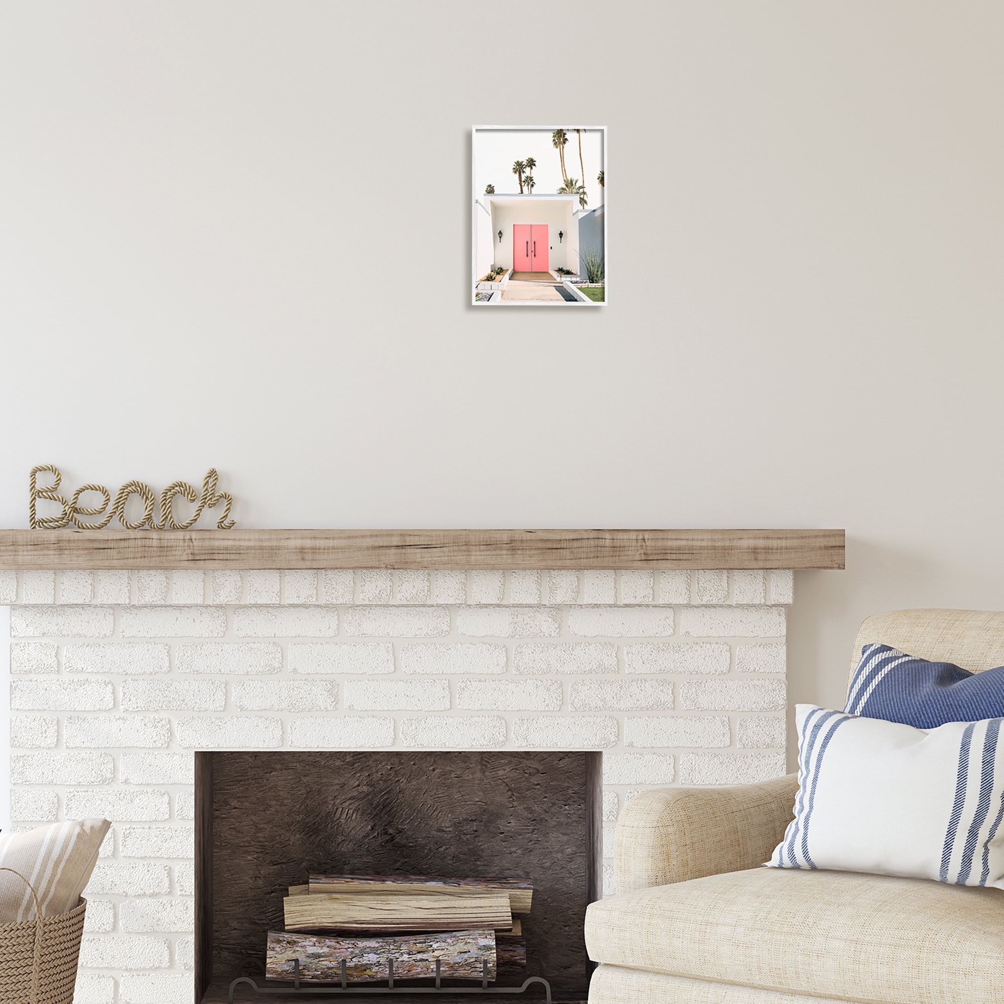 Stupell Industries Palm Springs Pink Door Botanical & Floral Photography White Framed Art Print Wall Art, 11 x 14