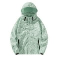 thumbnail image 4 of JGGSPWM Women Plus Size Lightweight Jacket Hiking Waterproof Windbreaker Drawstring Full Zip Long Sleeve Coat Boho Leaf Print Raincoat Green XL, 4 of 5