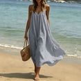 thumbnail image 2 of JIAYUE Women's Backless Dress Summer Casual Sleeveless Solid Color Spaghetti Strap Crew Neck Dresses Loose Fit Lightweight Home Everyday Comfortable Soft Wear, 2 of 9